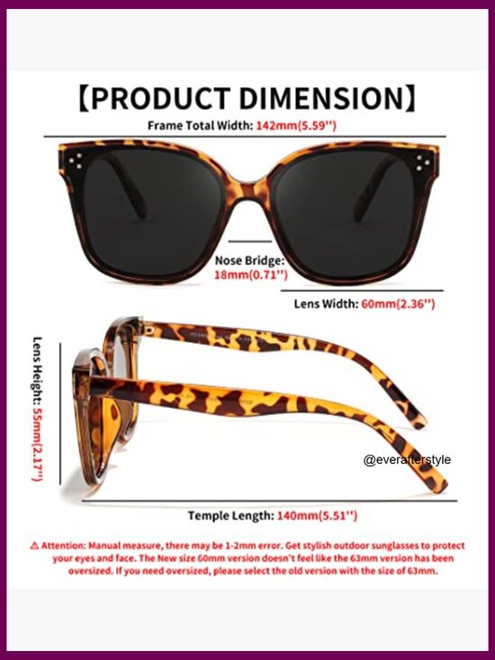 Oversized Polarized Sunglasses with UV400 Protection Square Frame